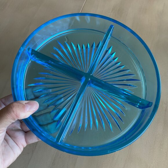 Vintage Rare Mid-Century Blue Glass Dishes Bowls Set - Picture 6 of 16